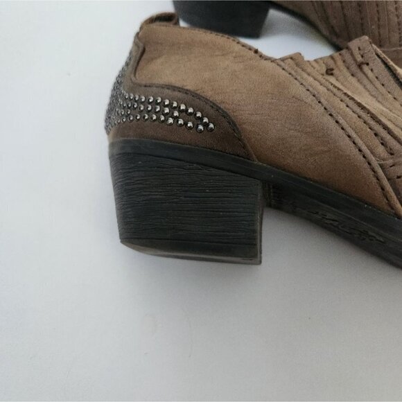 SAM EDELMAN | Halton Western Ankle Bootie Brown Taupe Leather embellished sz 6M - Picture 3 of 7